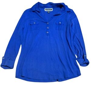 Karen Scott Royal Blue Button-Down Shirt